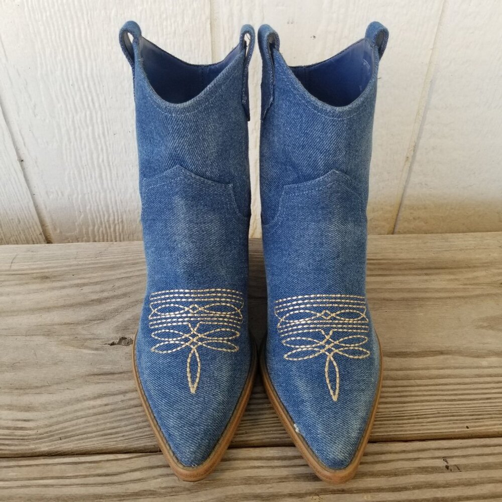 Marc Fisher Gidden Womens Blue Demin Western Bootie Boots 6 M - Picture 11 of 13